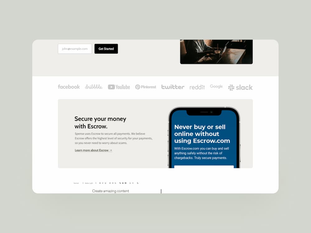 Spense Landing page